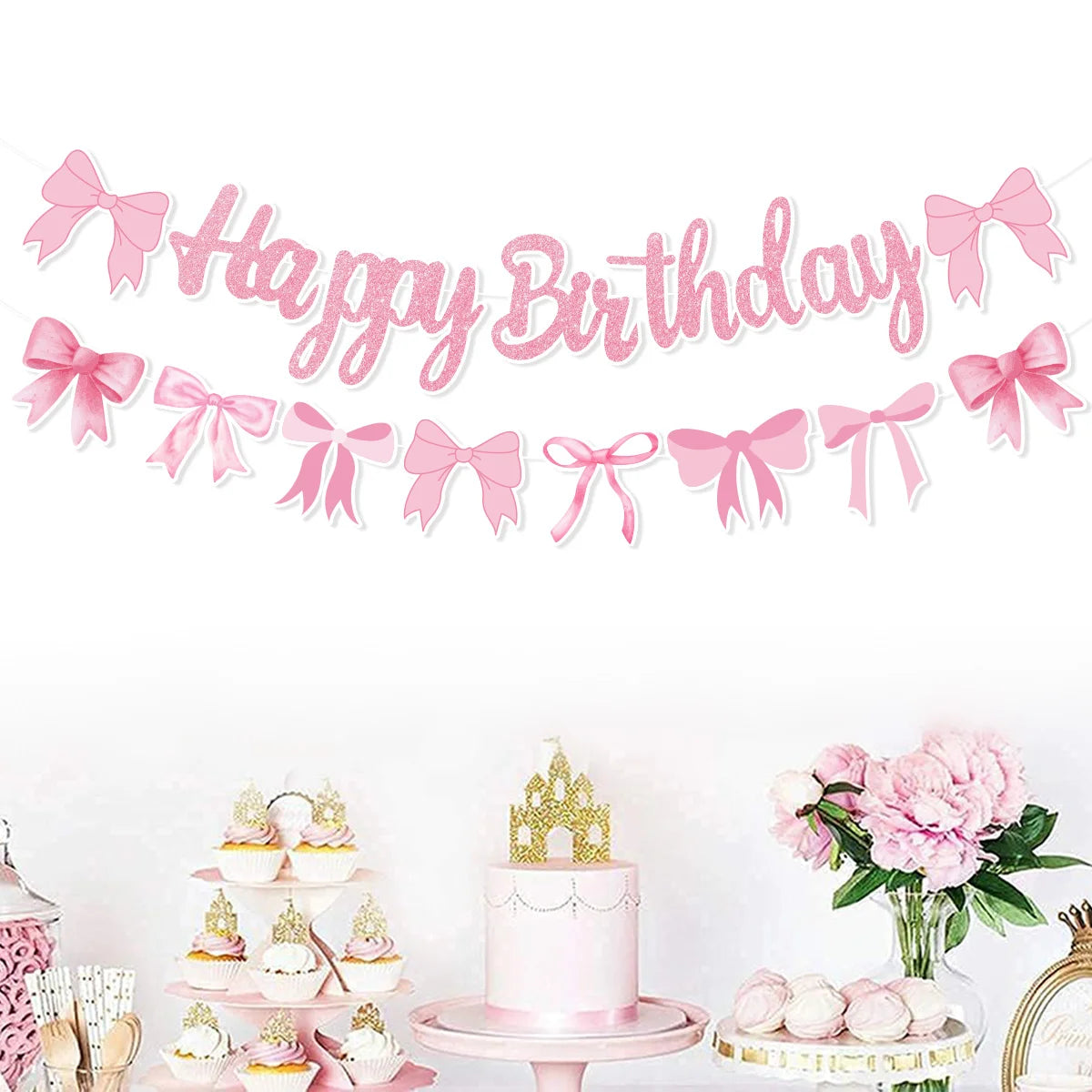 Guirlande Anniversaire Happy Birthday Rose Kawaï