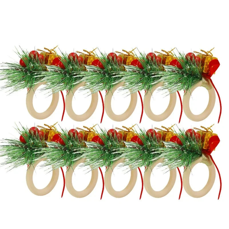 Rond de Serviette Noël Baies Cadeau