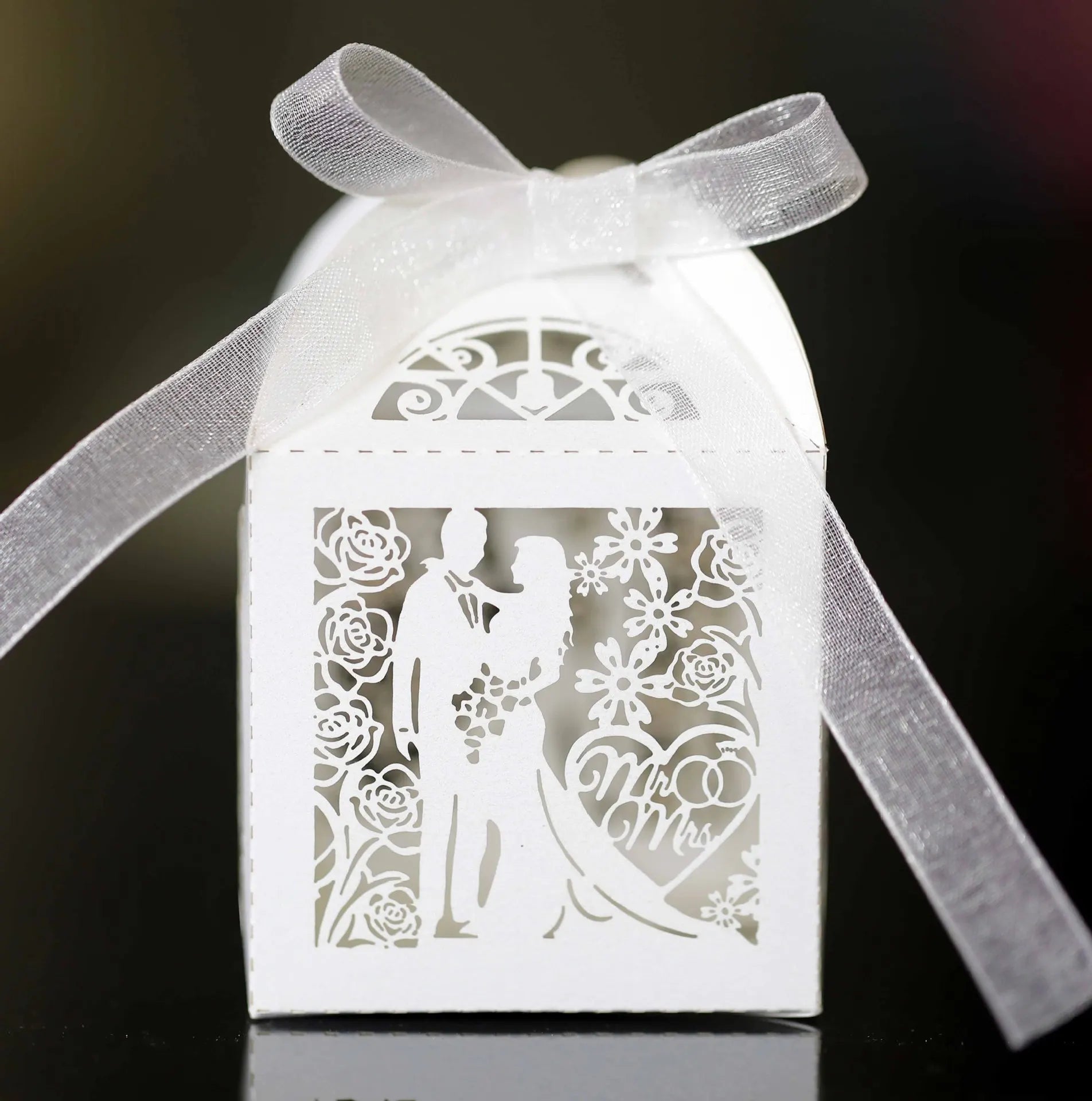 boîte à dragées motifs mariés
