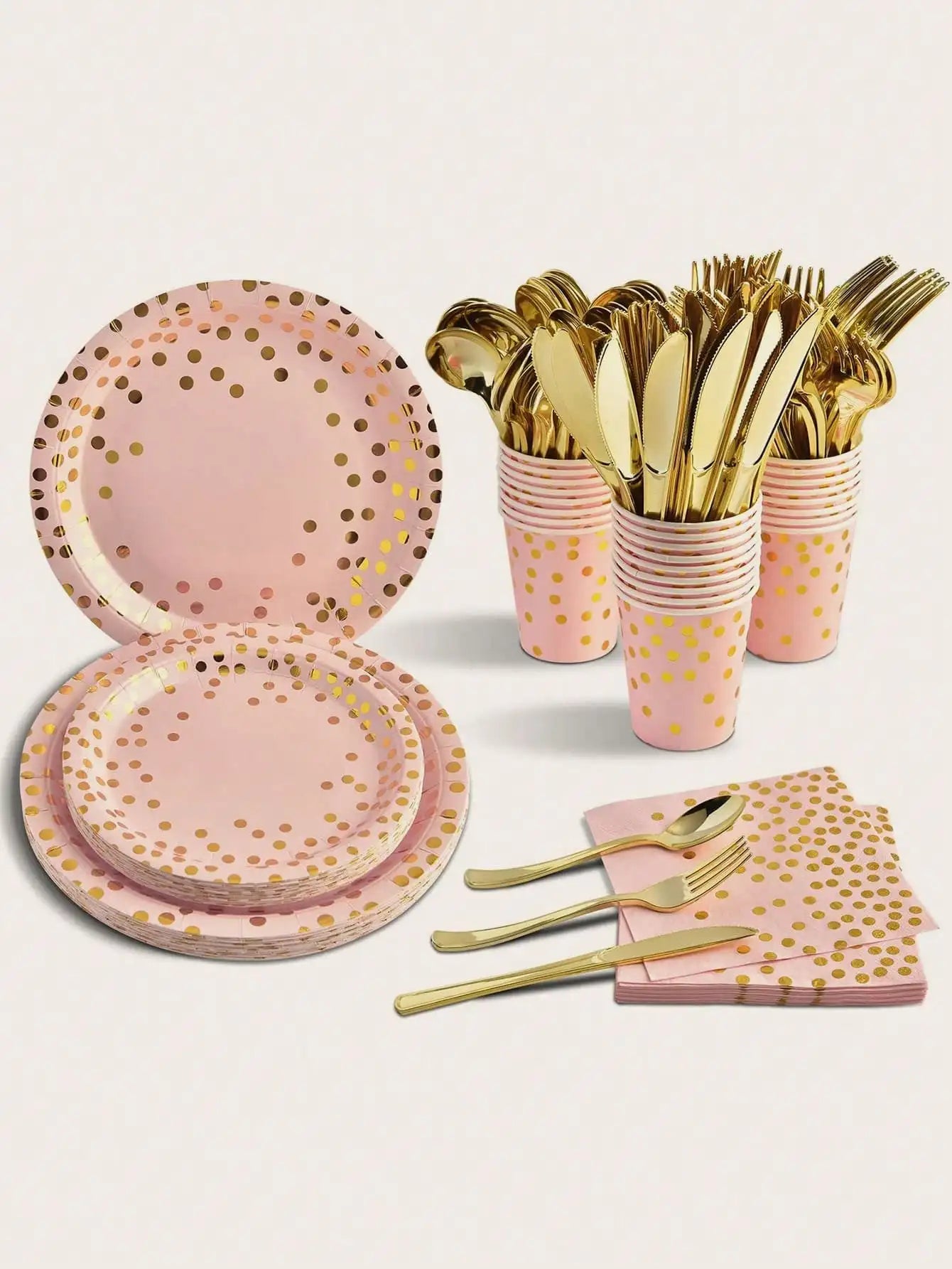 Vaisselle Jetable Or Rose