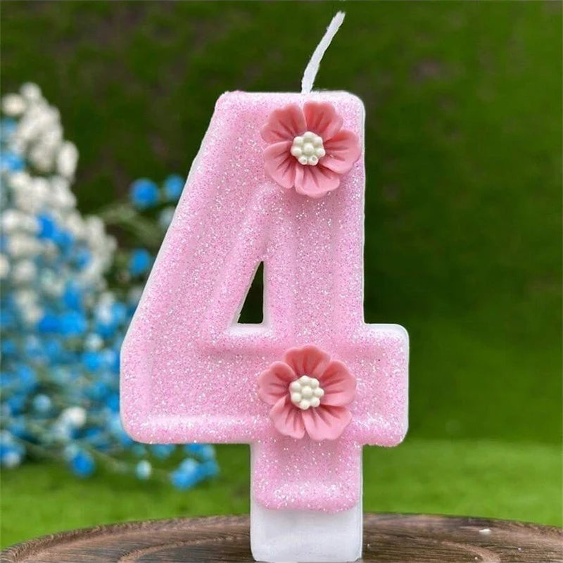 Bougie Anniversaire Rose à Fleurs