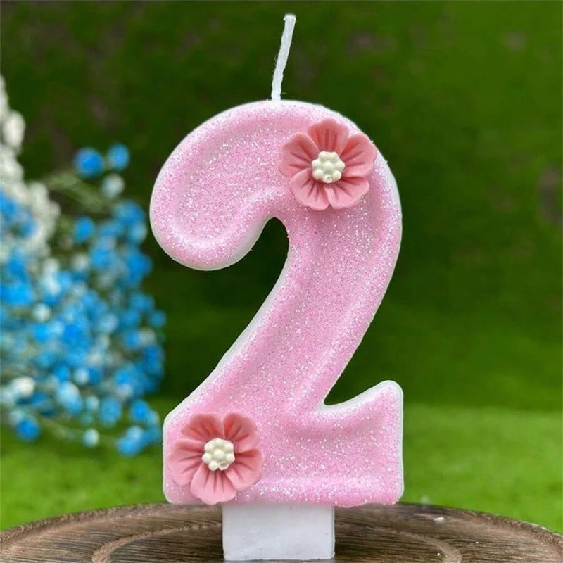 Bougie Anniversaire Rose à Fleurs