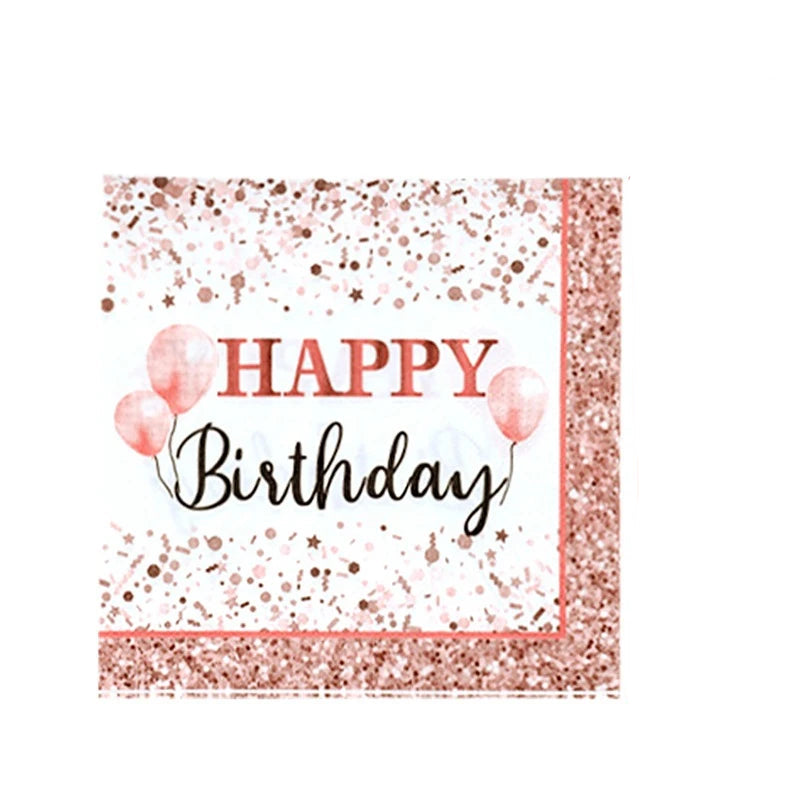 Serviette Jetable Anniversaire Rose Gold