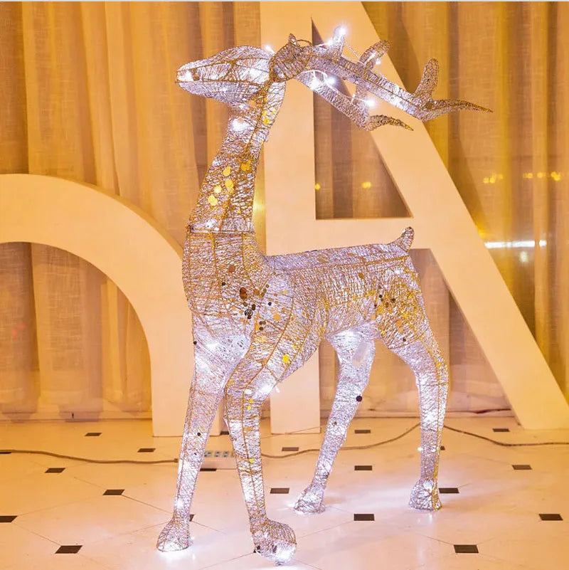 Cerf de Noël Décoratif Argenté LED
