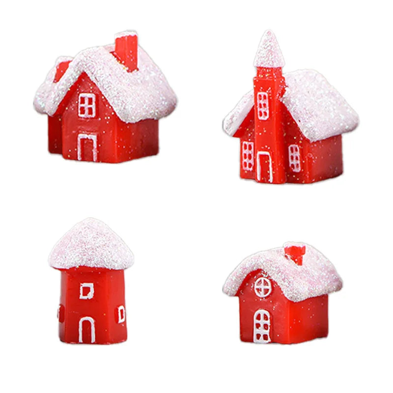 Lot de Petites Maisons Rouge de Noël