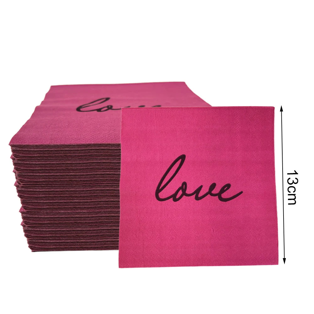 Serviette en Papier Rouge Love