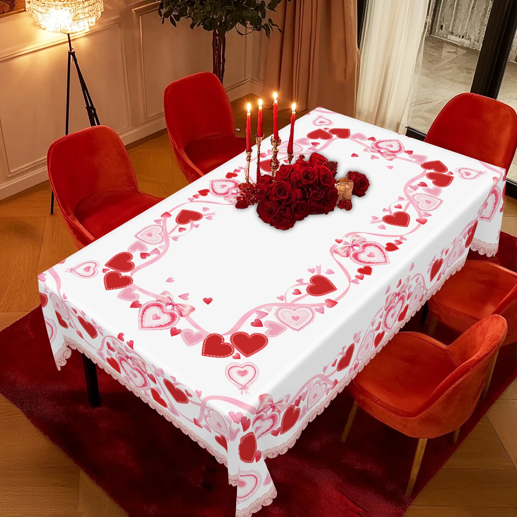 Nappe de Table Blanche Motifs Cœurs