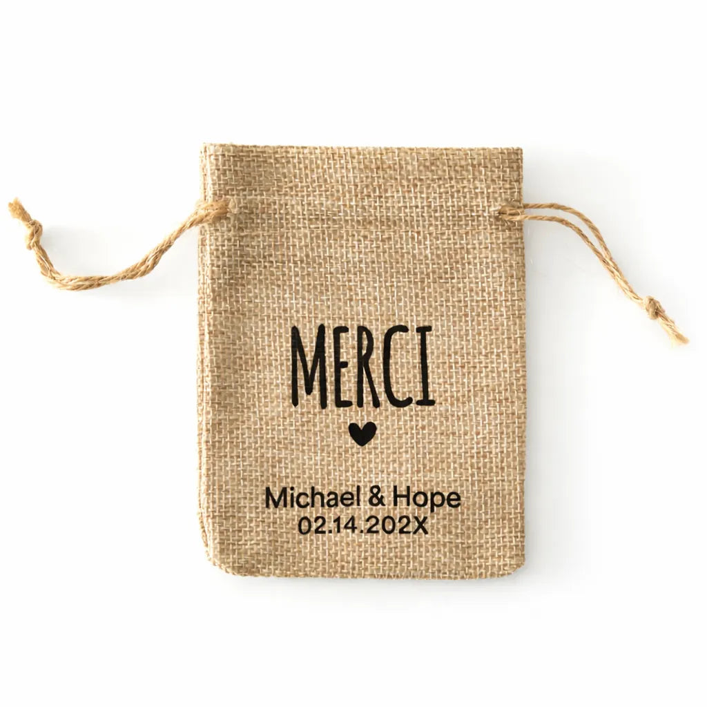 Sac à Dragées Personnalisable en Jute