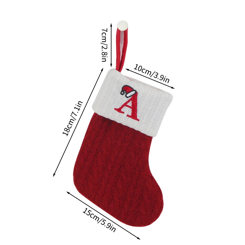 Chaussette de Noël Rouge et Blanc à Lettre