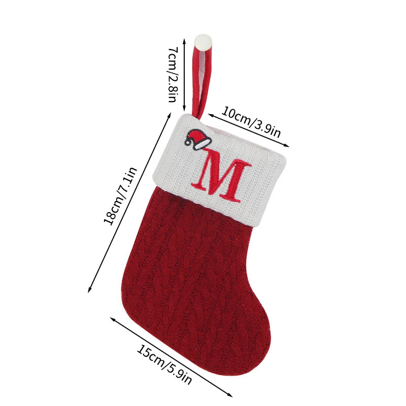 Chaussette de Noël Rouge et Blanc à Lettre