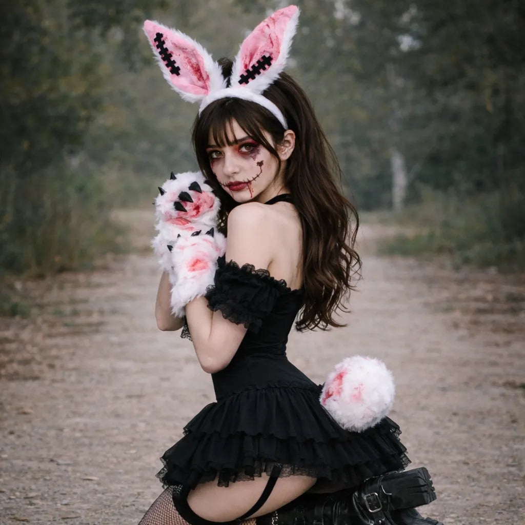 Serre-tête Lapin Halloween avec Accessoires