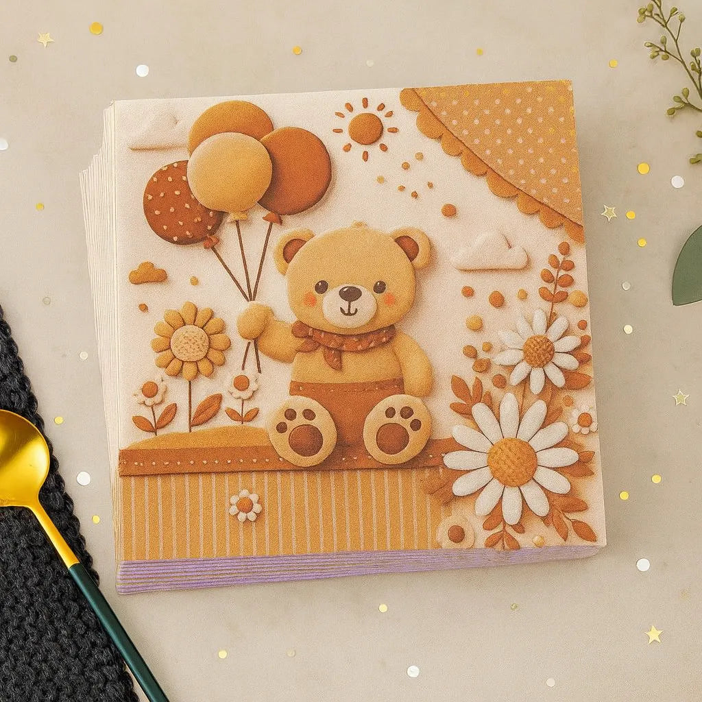 Serviette Anniversaire Ours Mignon 1