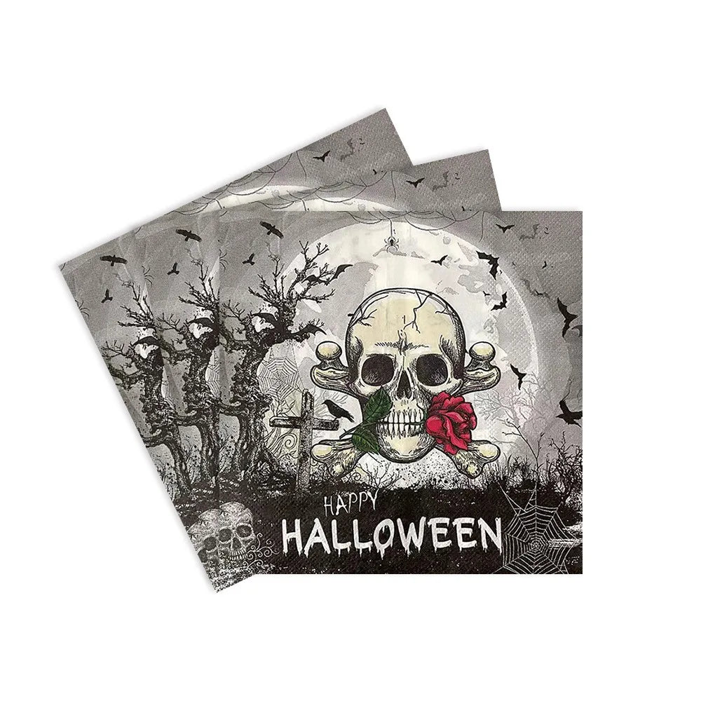 Serviette Crâne Halloween Gothique Chic