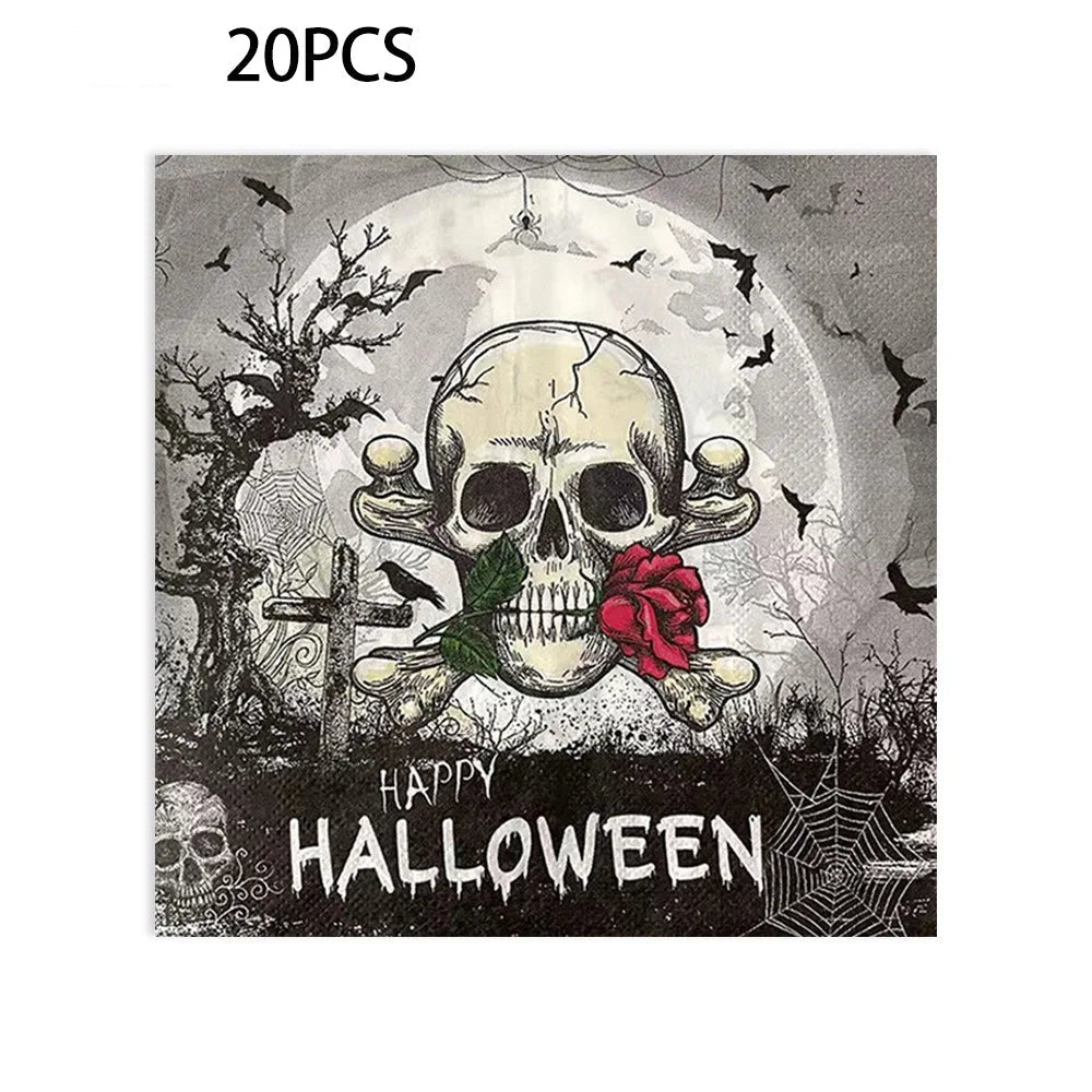 Serviette Crâne Halloween Gothique Durable