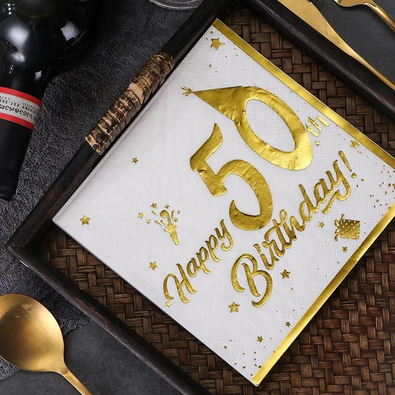 Serviette Happy 50th Birthday Élégantes