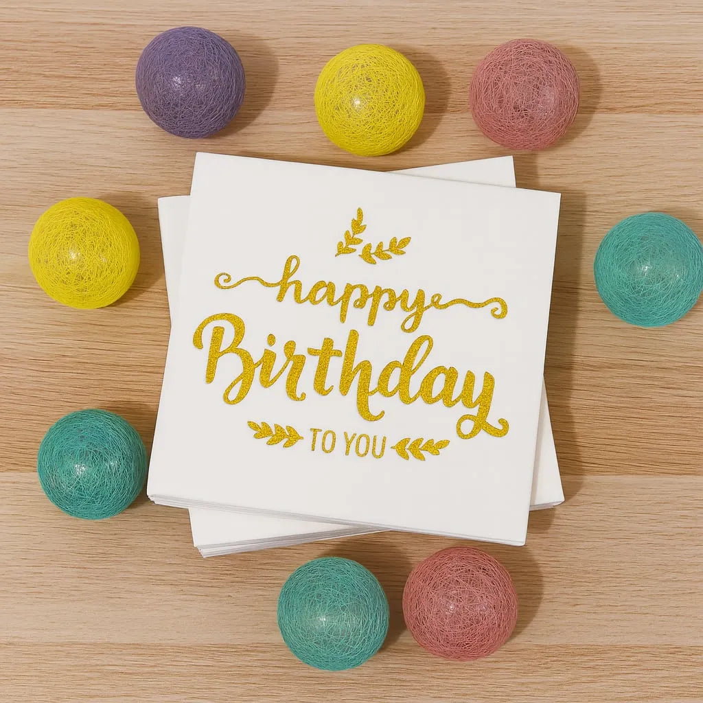 Serviette Happy Birthday To You Gold 1