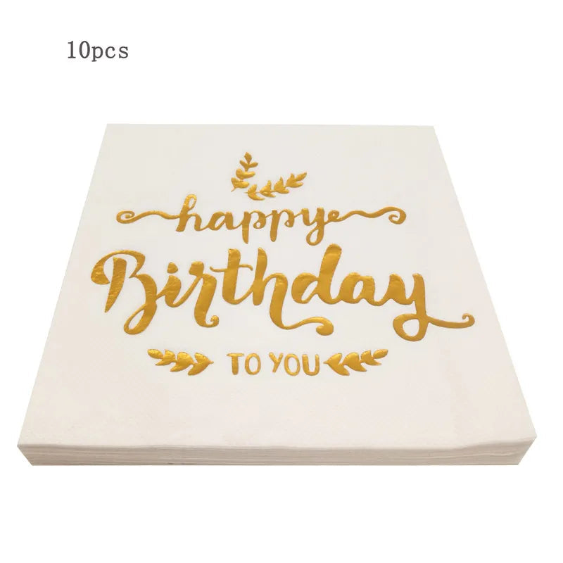 Serviette Happy Birthday To You Gold Chic