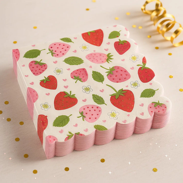 Serviette Jetable Thème Fraise 1