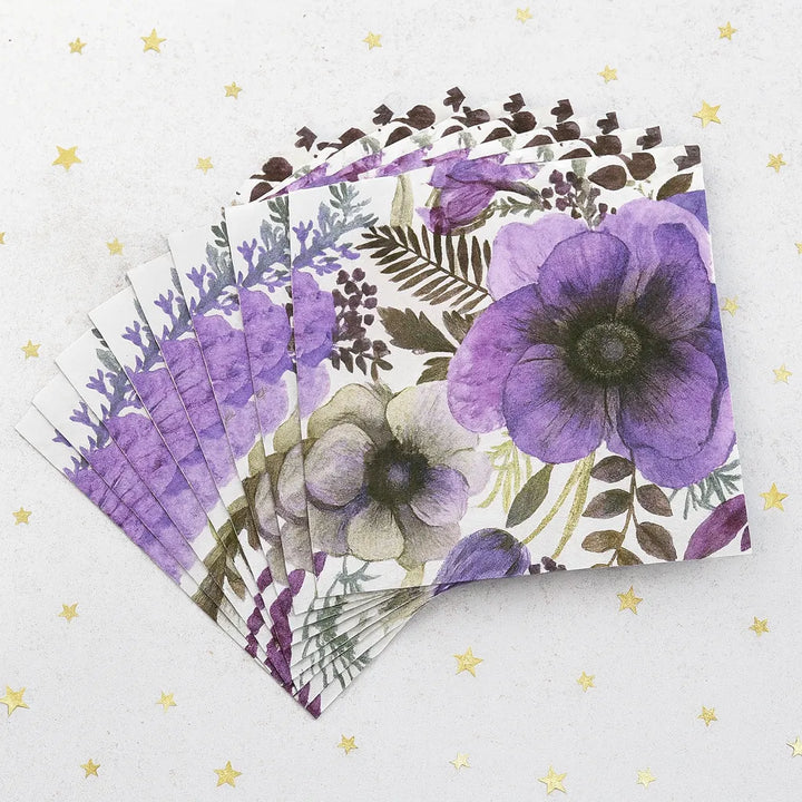 Serviette Jetable Violette Fleurie 1