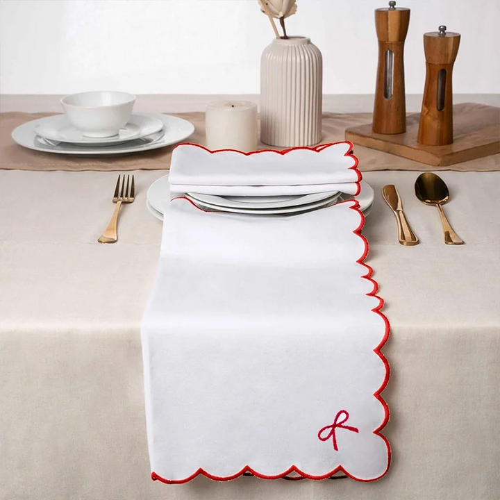 Serviette Saint-Valentin Brodée Nœud