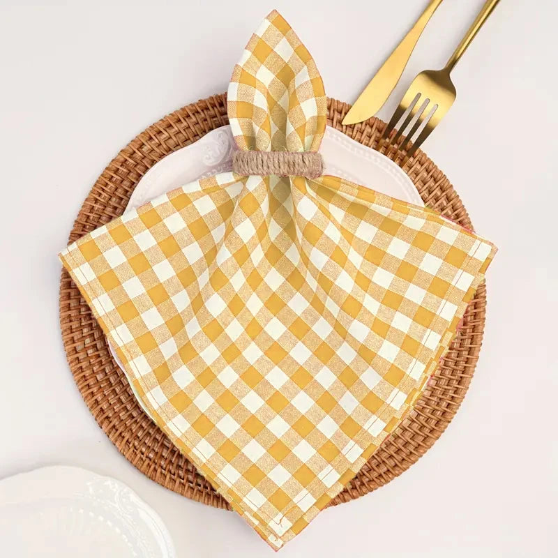 Serviette de Table Carreaux Jaune