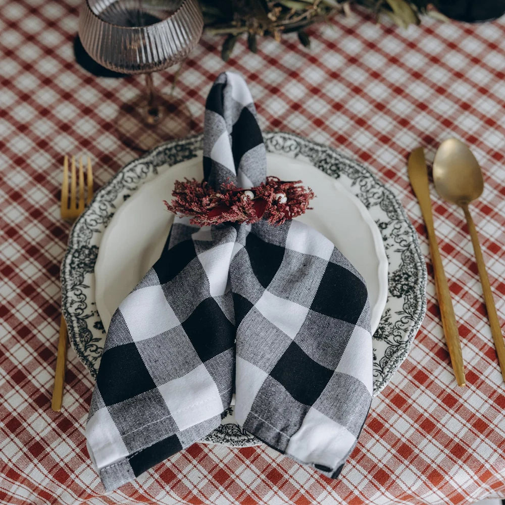 Serviette de Table Carreaux Noir et Blanc