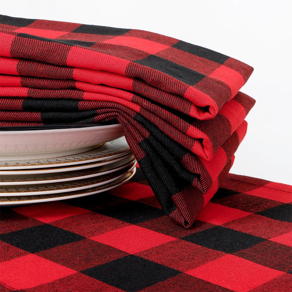 Serviette de Table Carreaux Rouge et Noir Original
