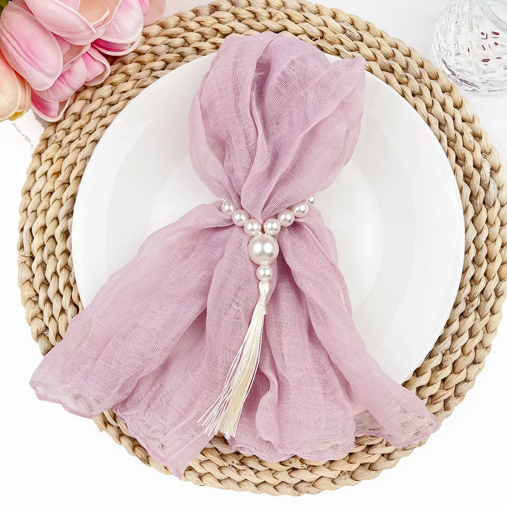 Serviette de Table Effet Froissé Rose clair