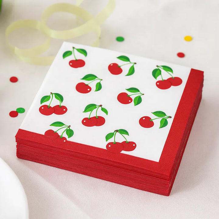 Serviette en Papier Cerises 1