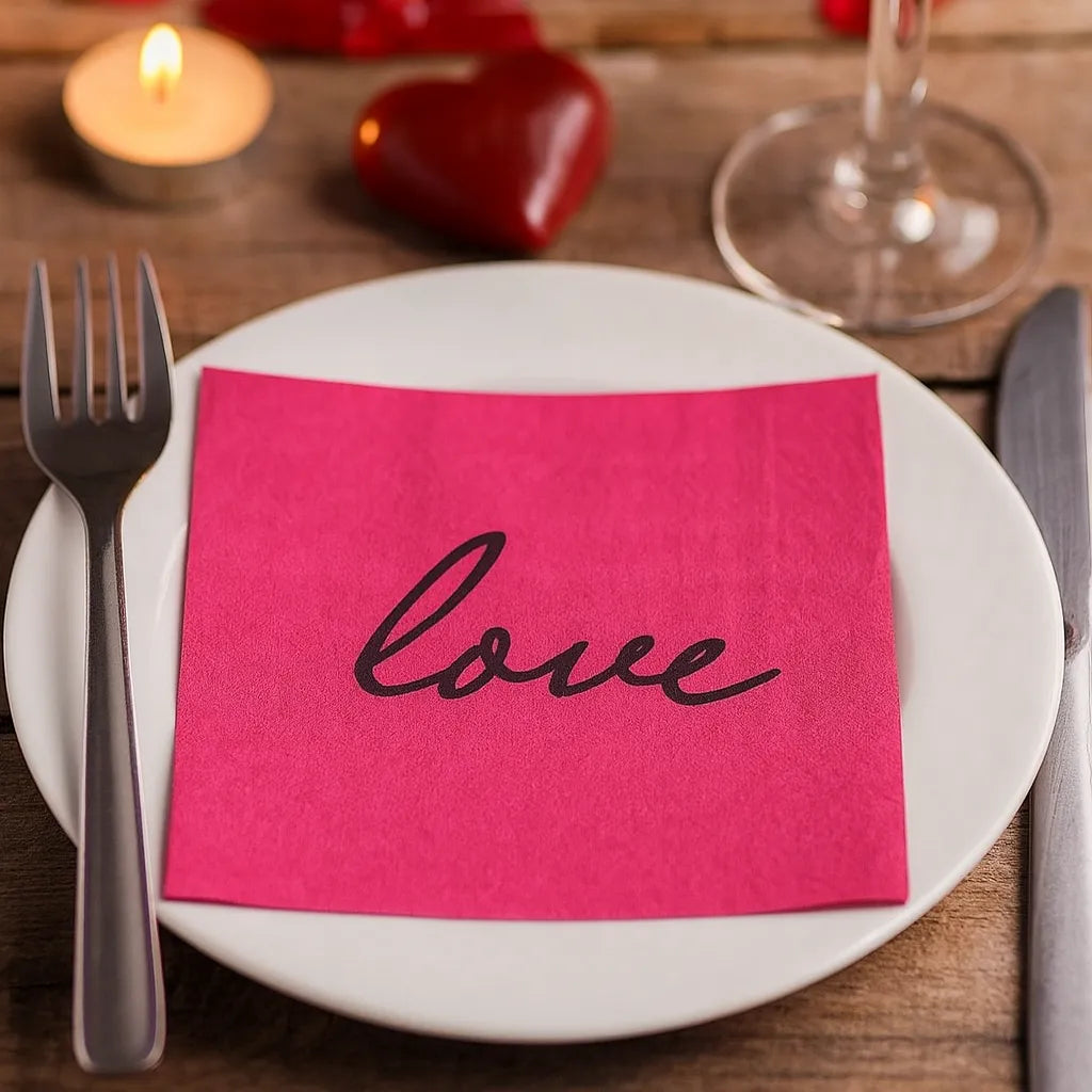 Serviette en Papier Rouge Love