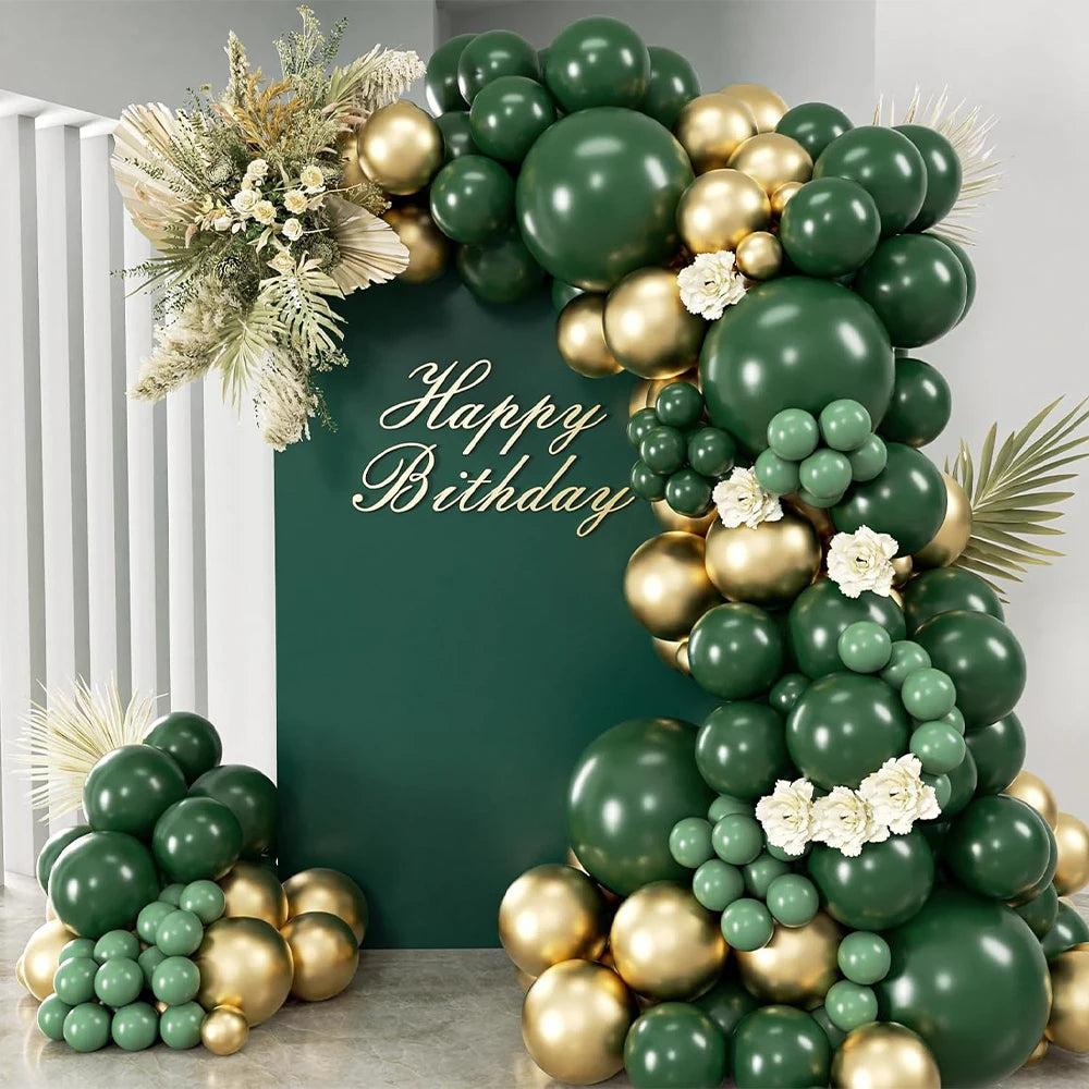 Set Arche Ballons Vert et Or