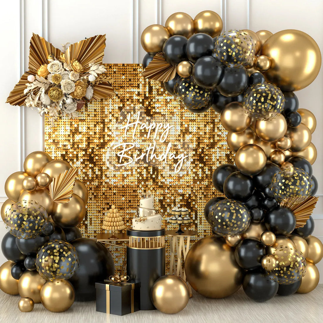 Set Ballons Arche Noir et Or