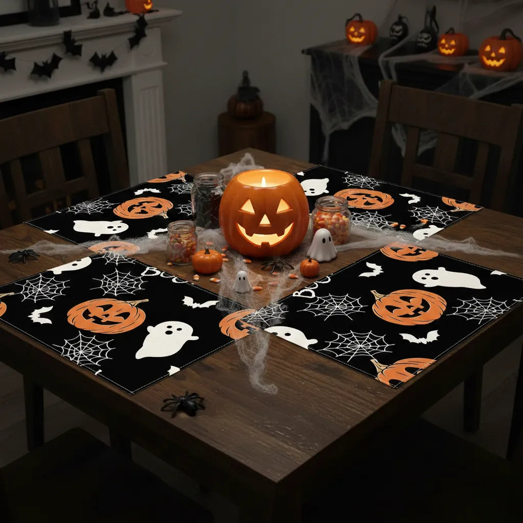 Set De Table Halloween Noir Stylé