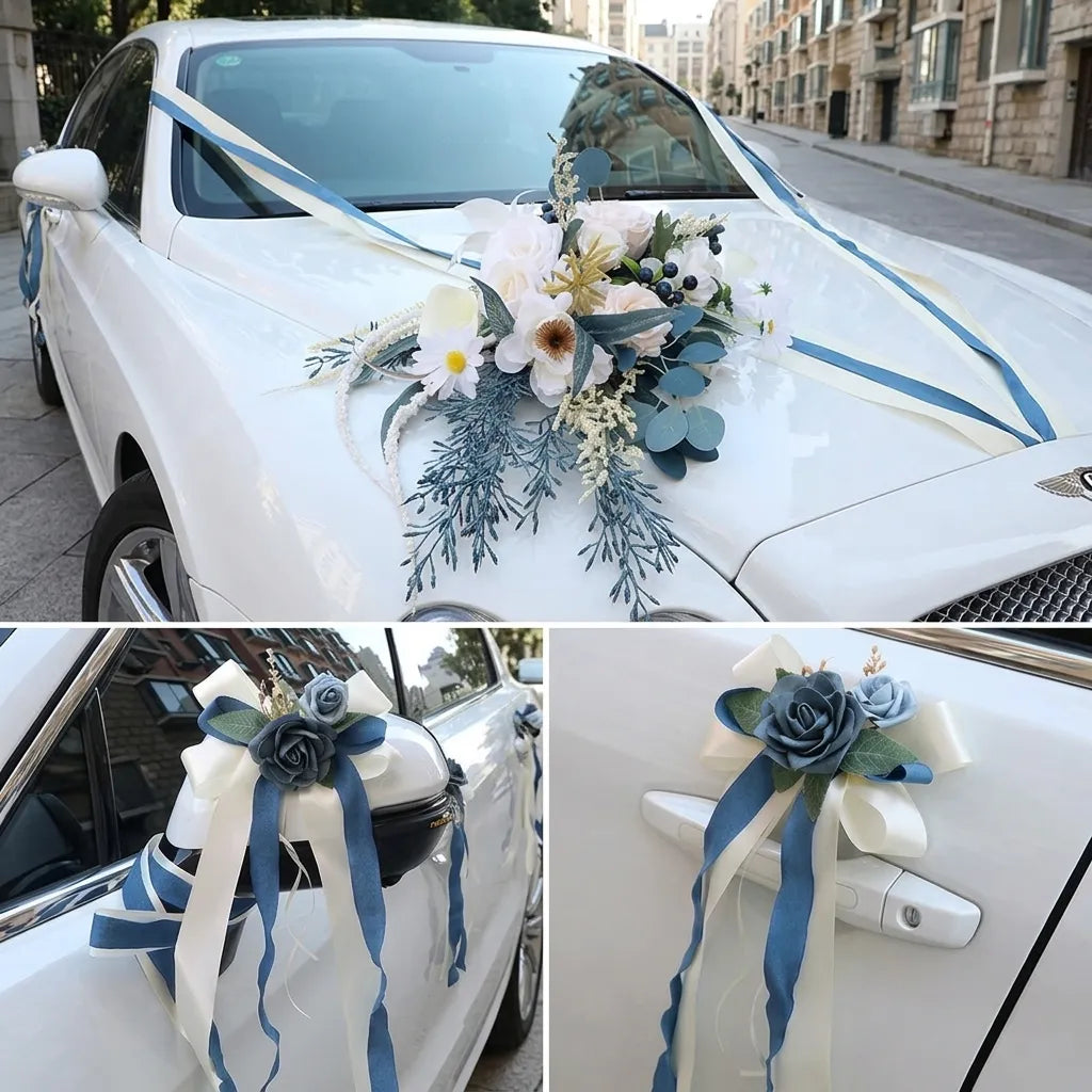 Set Floral pour Voiture Mariage Somptueux