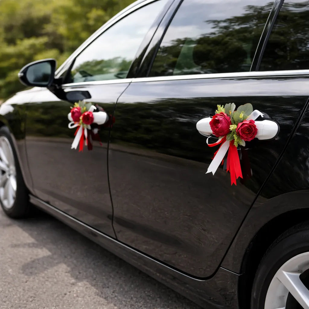 Set de Fleurs Bordeaux Voiture Mariage
