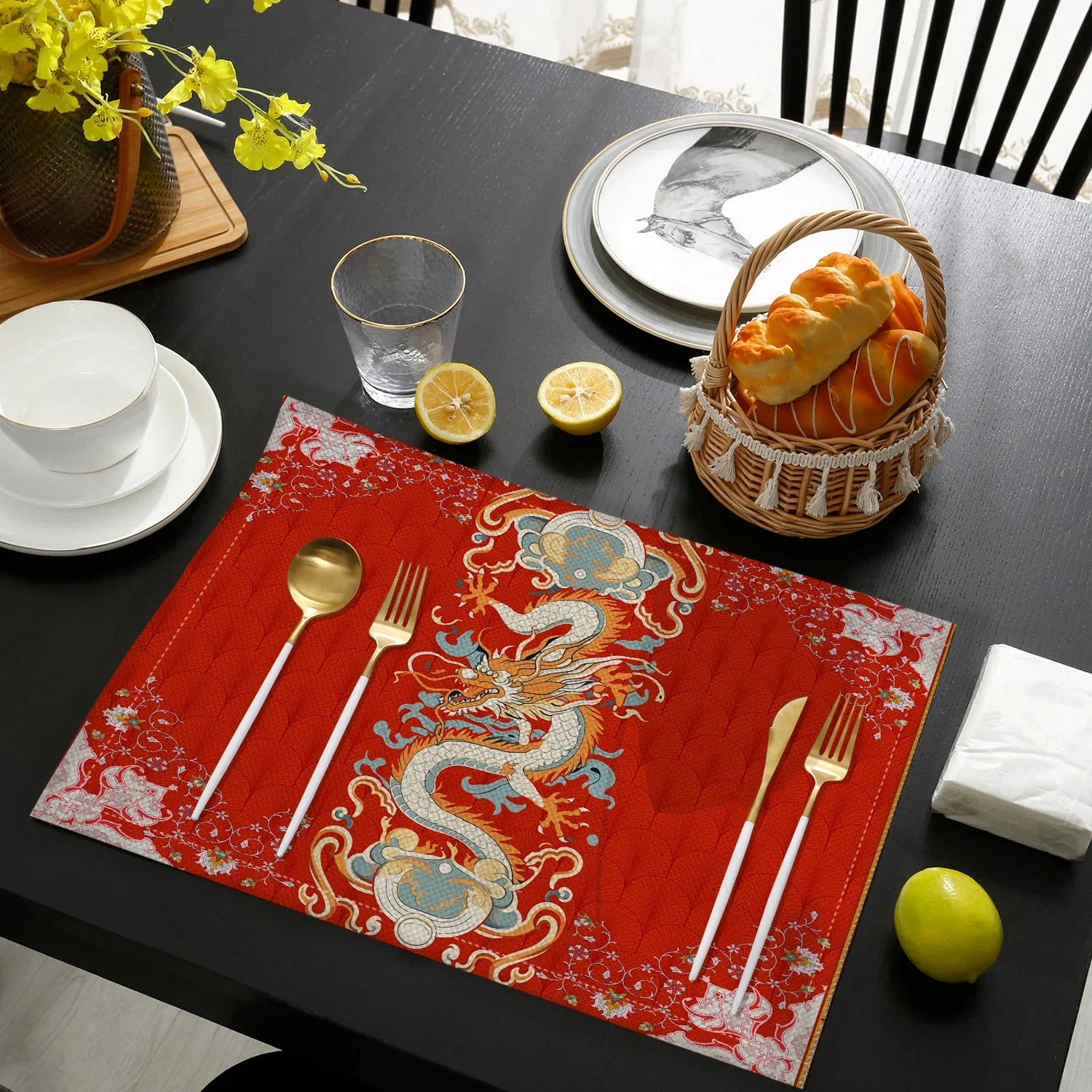 Set de Table Dragon Chinois Rouge