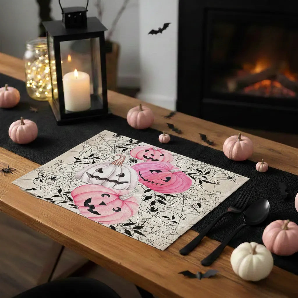 Set de Table Motifs Citrouilles Roses