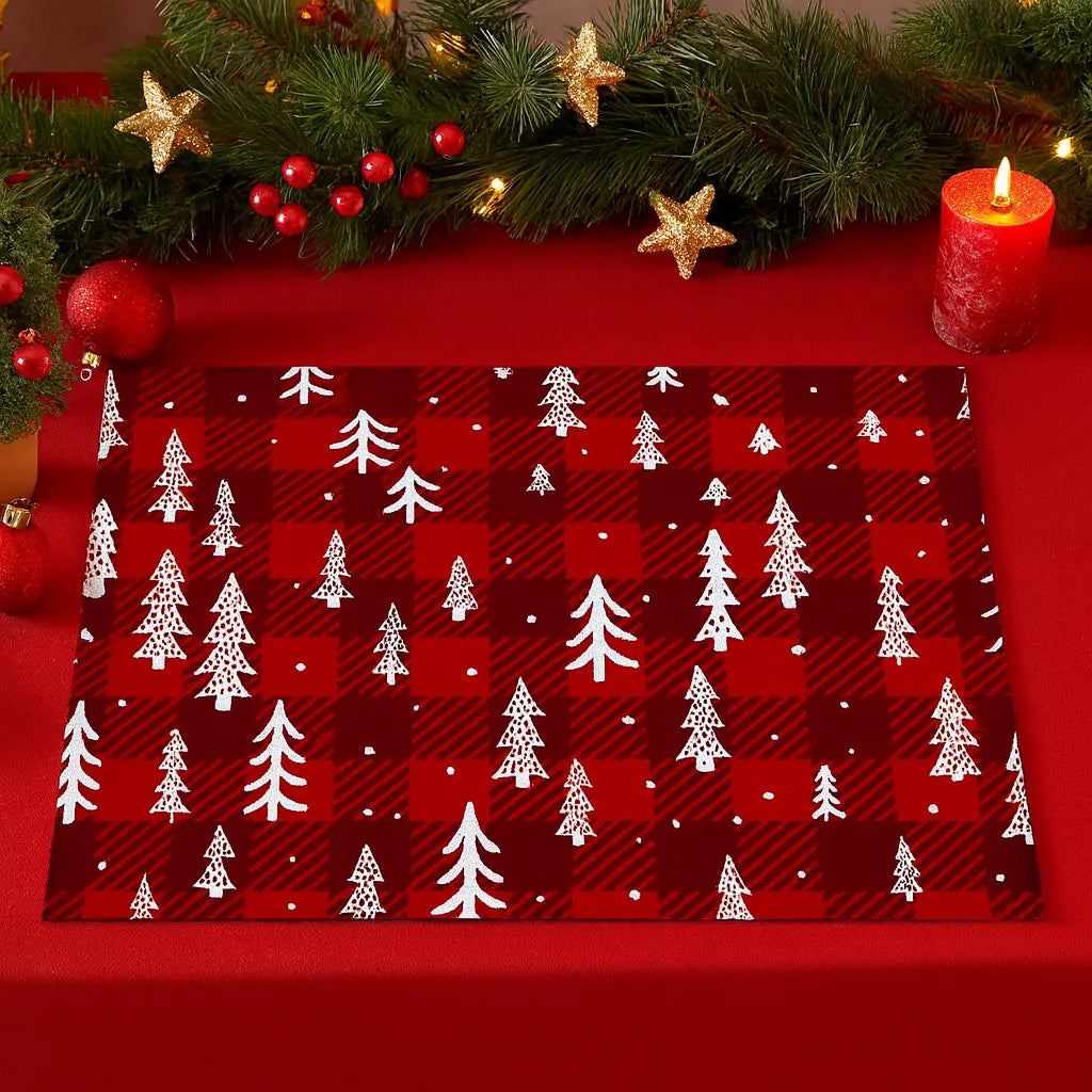 Set de Table Noël Rouge à Carreaux
