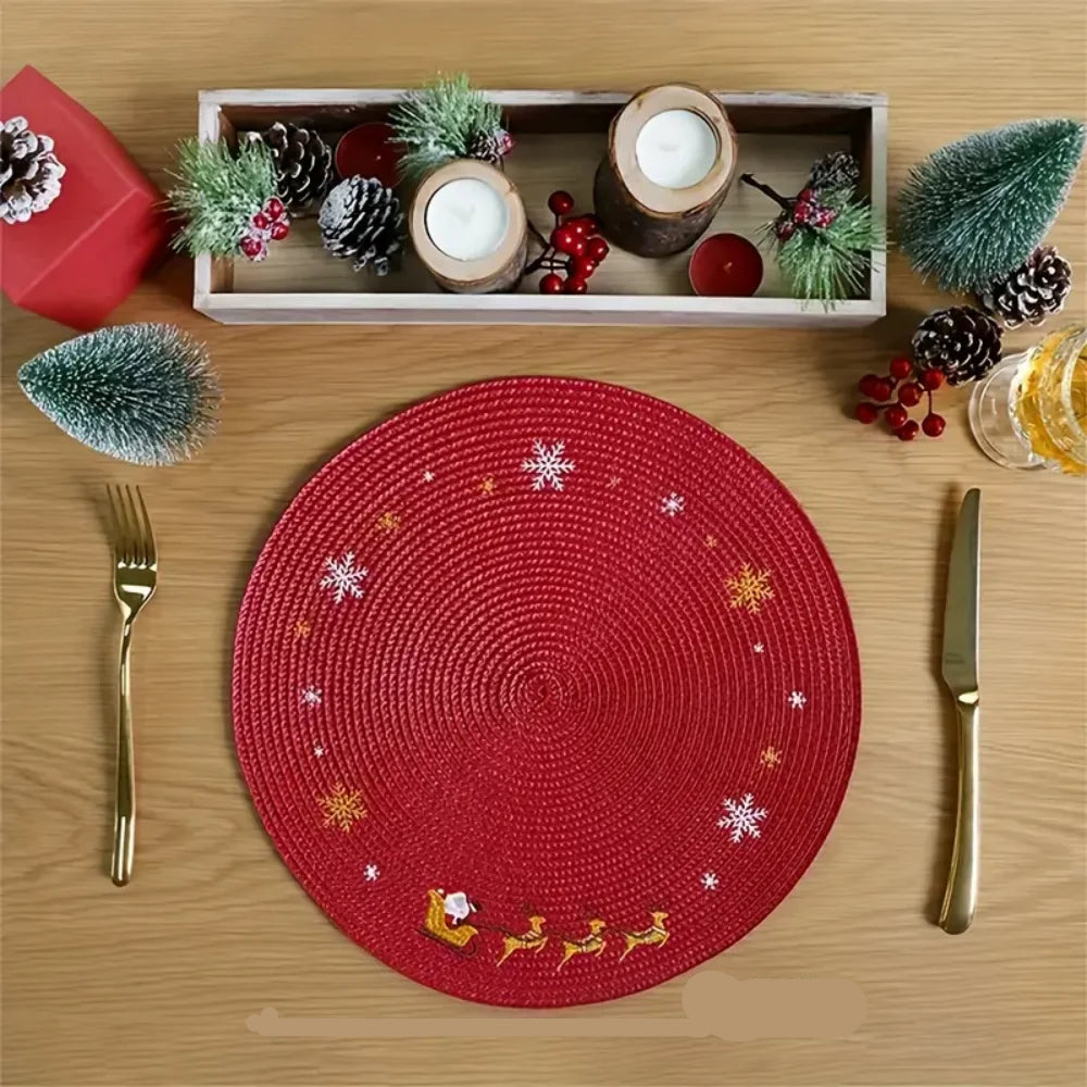 Set de Table Rond Rouge Noël