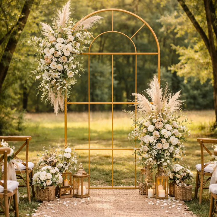 Support Arc Mariage Doré Elégant