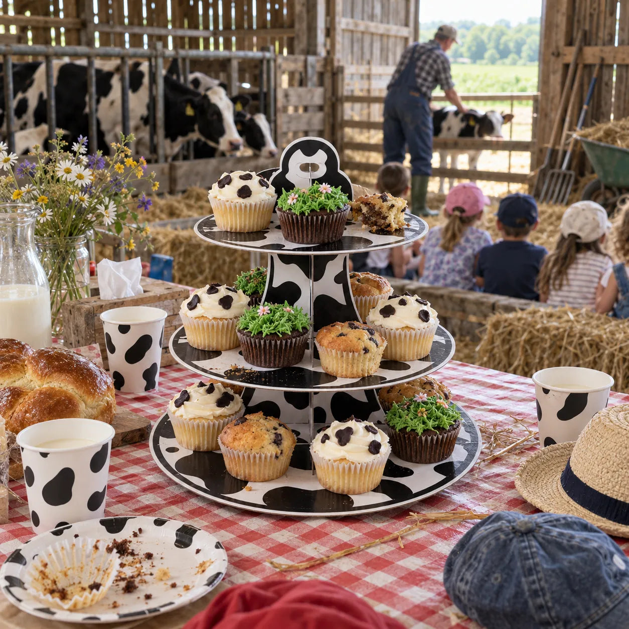 Support à Cupcakes Motif Vache Cow-Boy