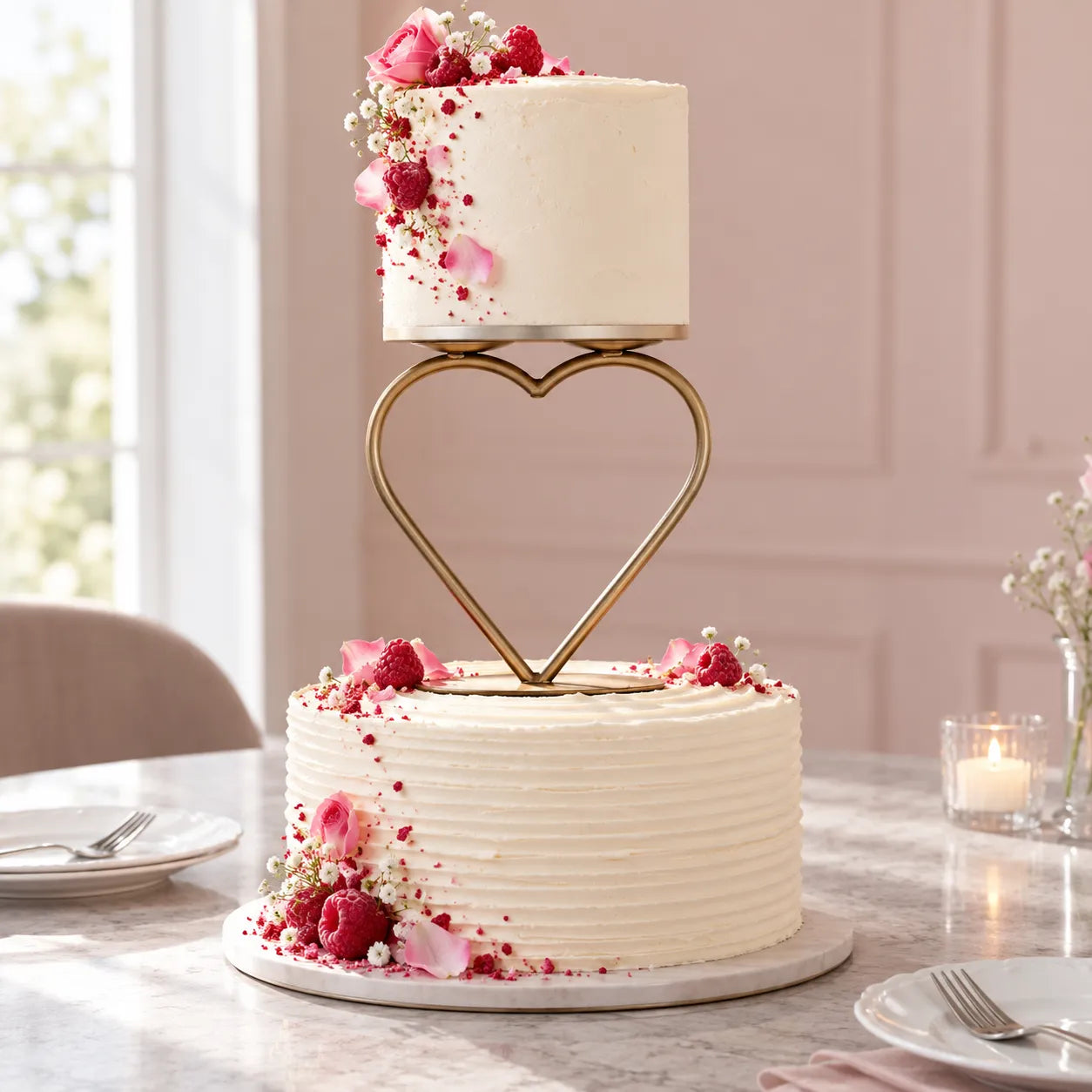 Support Gâteau Cœur Doré original
