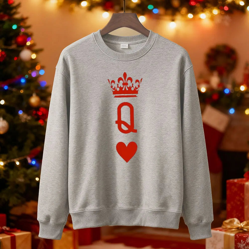 Sweat Couple Roi et Reine Gris femme