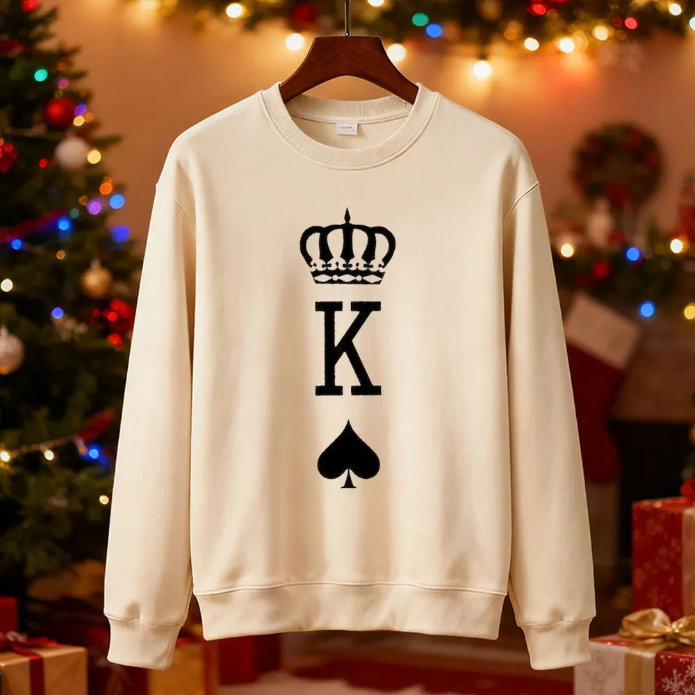 Sweat Couple Roi et Reine beige homme