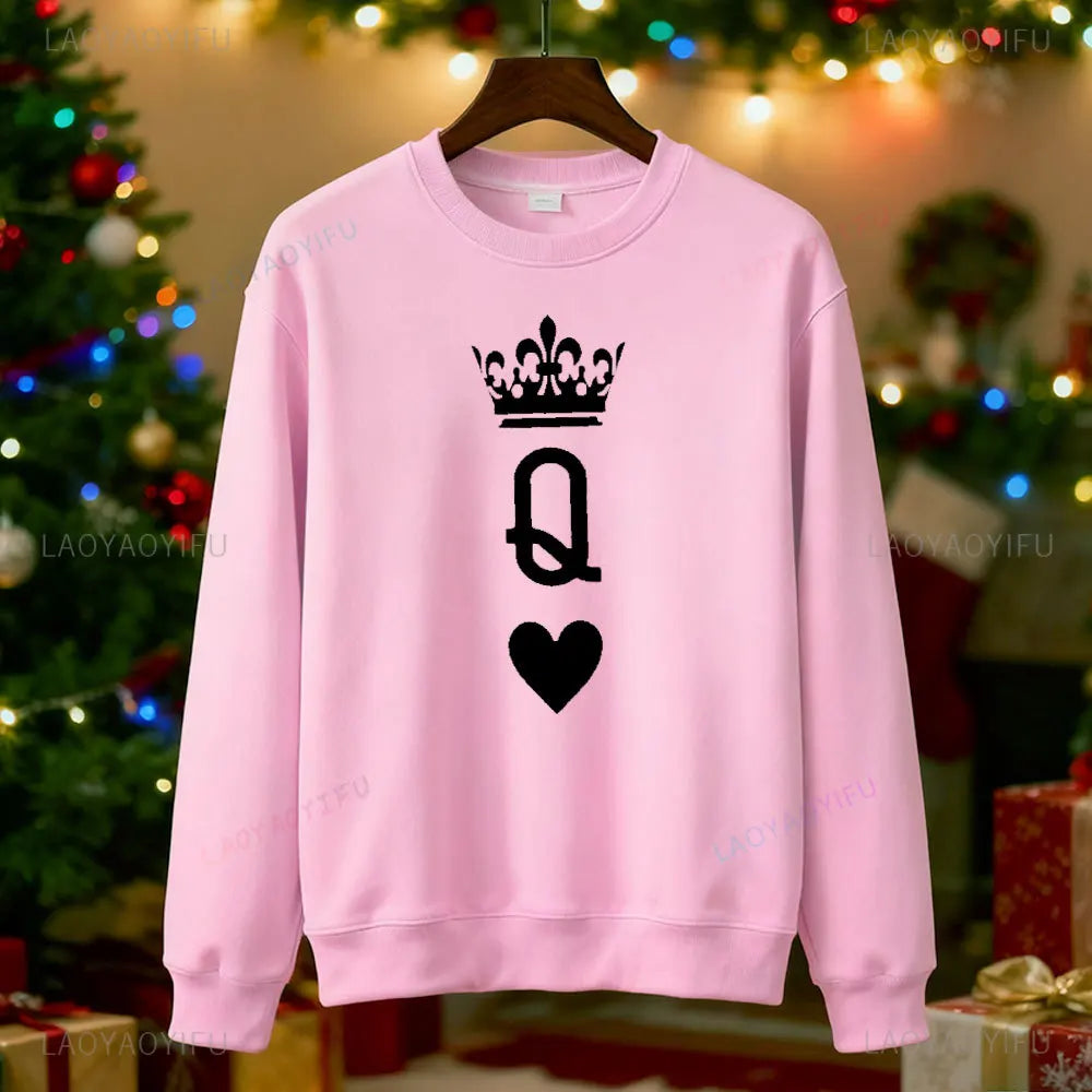 Sweat Couple Roi et Reine rose femme