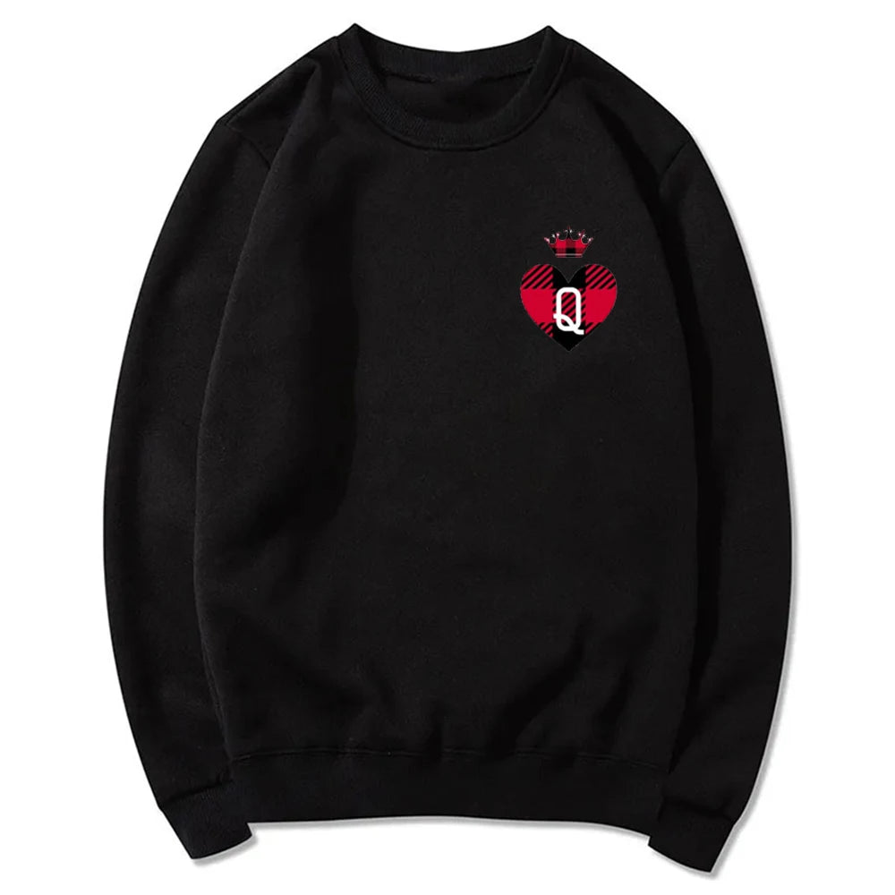 Sweat Roi et Reine Saint-Valentin Noir coeur