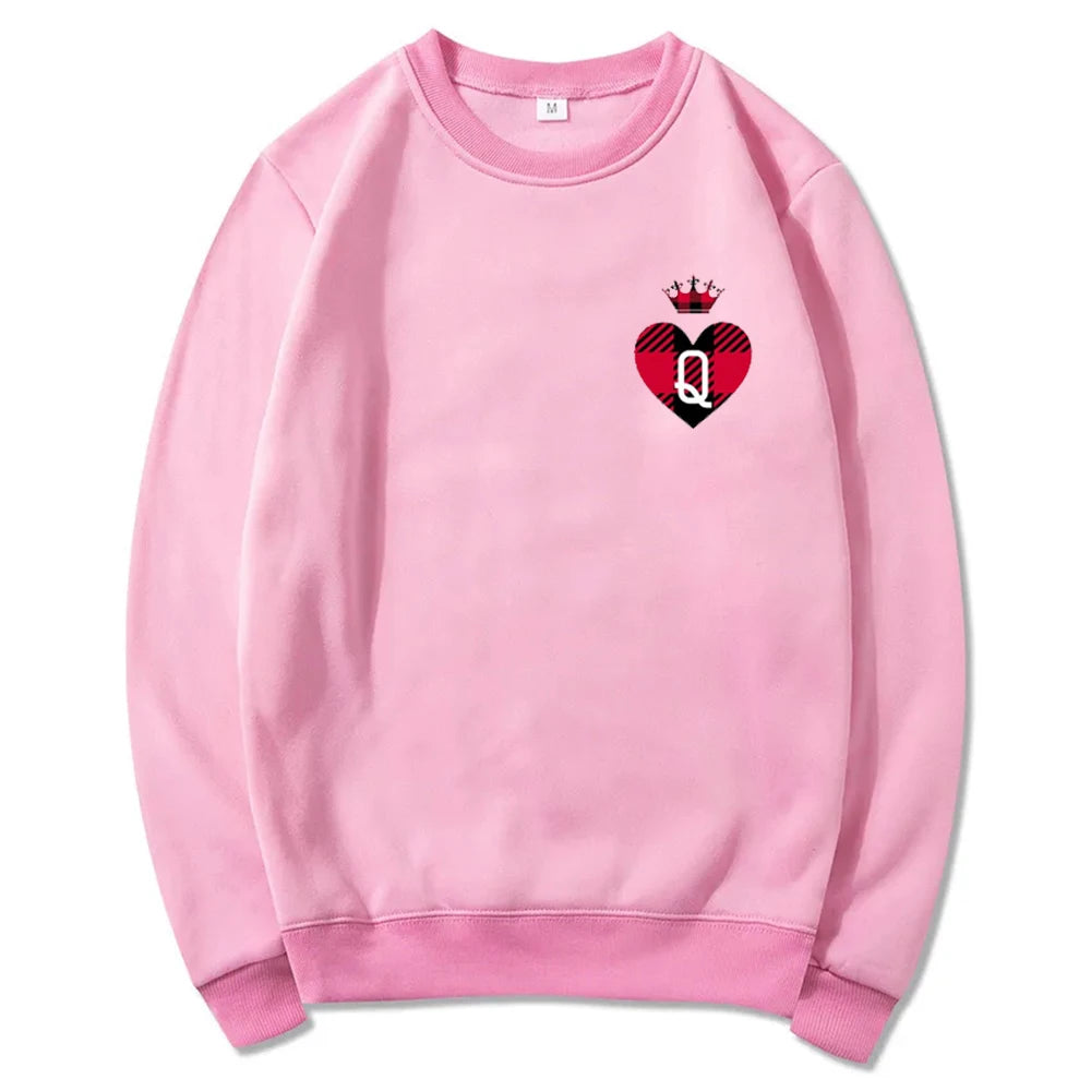 Sweat Roi et Reine Saint-Valentin Rose coeur