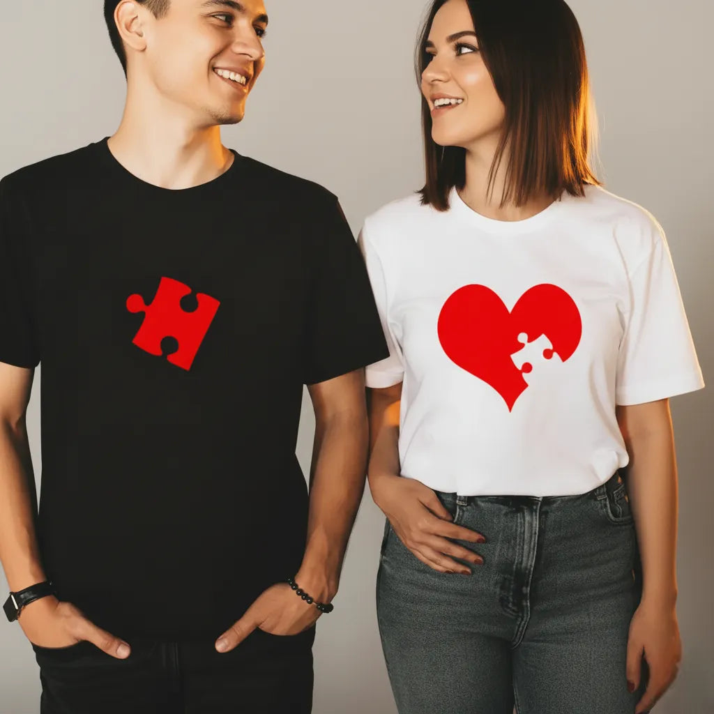 T-shirt Couple Puzzle Saint Valentin