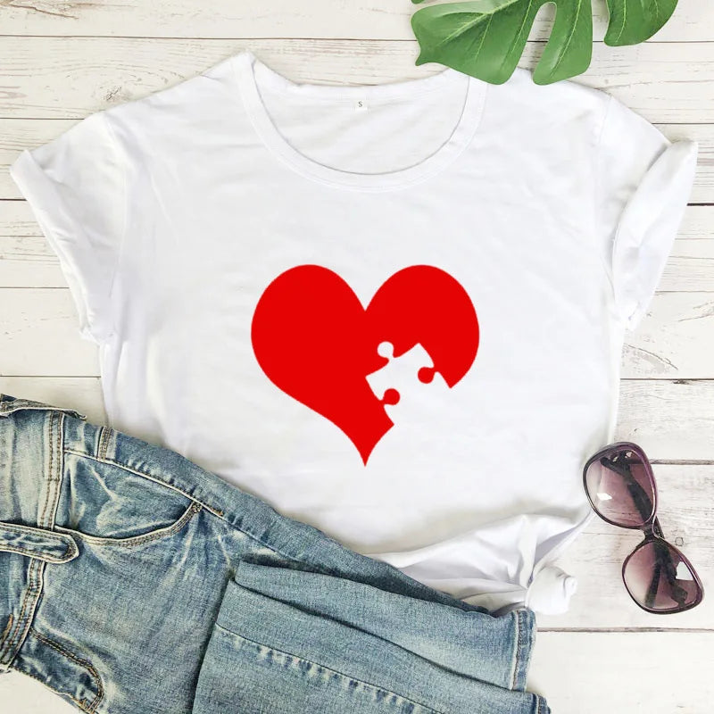 T-shirt Couple Puzzle Saint Valentin Mignon