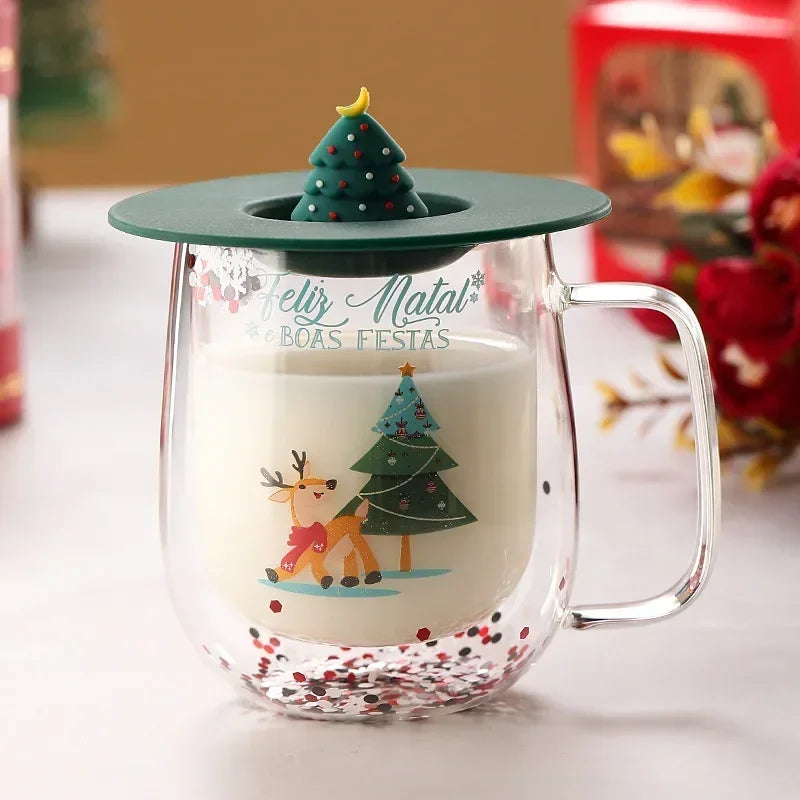 Tasse en Verre à Double Paroi Sapin Vert Design
